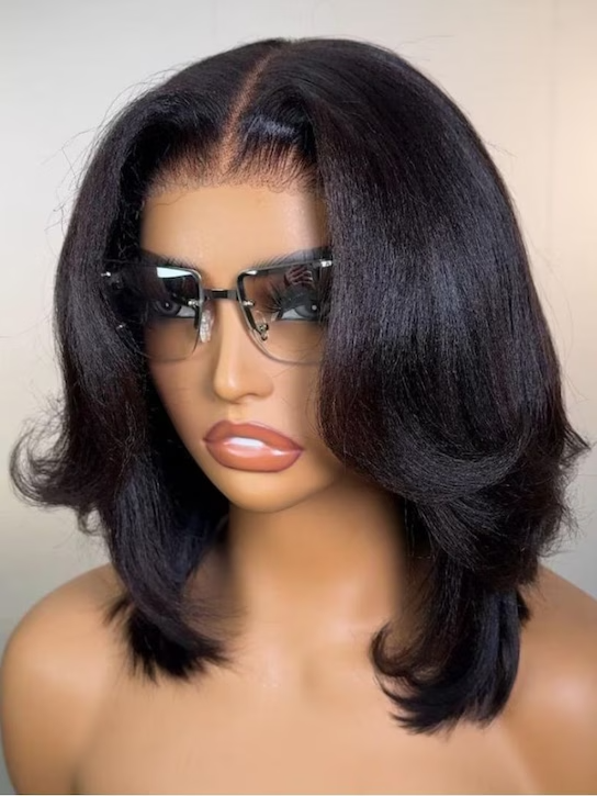 Iconic No Knots Wig 2.0™ | Yaki Straight Bob 7x5 | Pre-Bleached Natural Looking Wig - Glueless