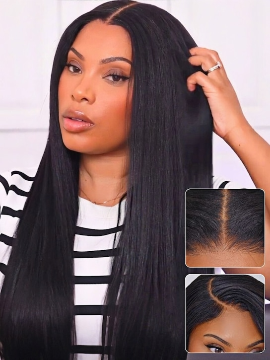 Yaki Straight 7x5 & 5x5 | Iconic No Knots / Put On & Go Glueless Lace Wig | Light Kinky Straight