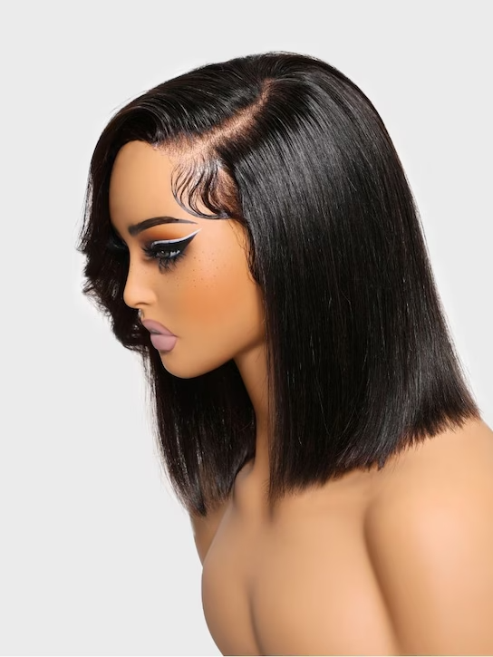 4x4 Pre-cut Lace Closure Bob Wig | Side Part / Pre-Bleached | Put On and Go Wig - Human Hair