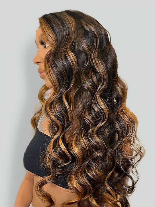 7x5 & 13x4 Highlight Balayage Body Wave Lace Front | Shadow Root Human Hair Wig Pre Bleached