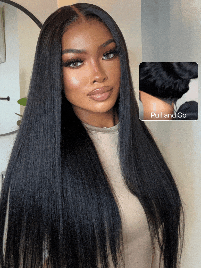 Yaki Straight 7x5 & 5x5 | Iconic No Knots / Put On & Go Glueless Lace Wig | Light Kinky Straight