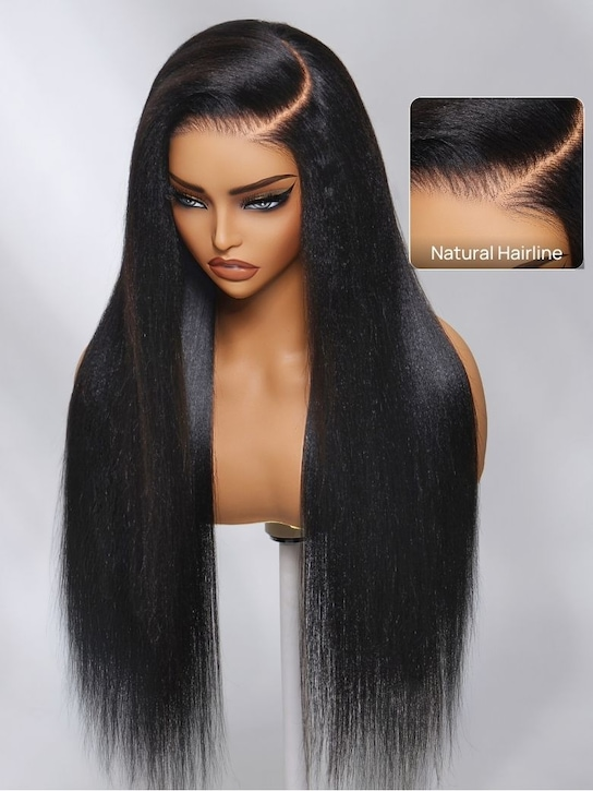 Yaki Straight 7x5 & 5x5 | Iconic No Knots / Put On & Go Glueless Lace Wig | Light Kinky Straight