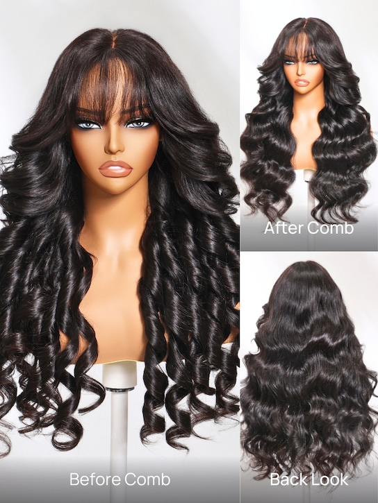 7x5 Icon No Knots & 13x4 3D Body Wave Lace Frontal Wig with Bangs | Put on & Go | Human Hair Wigs