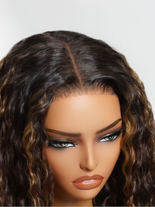 7x5 Water Wave Lace Closure Wig | Espresso Brown w/ Caramel Highlights | Iconic No Knots Wig 180% Density