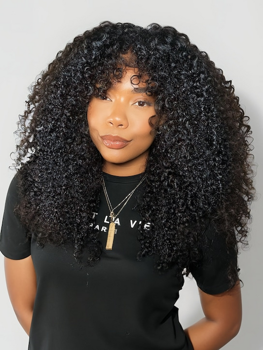 7x5 Curly Kinky Edges Pre Bleached | Put on and Go Lace Wig